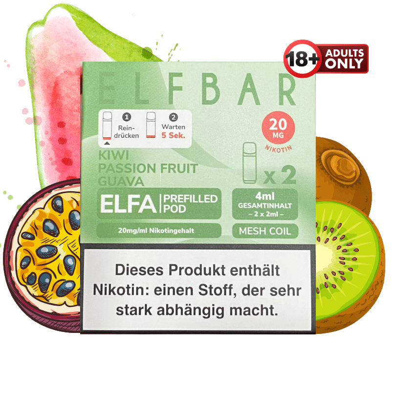 Elfbar ELFA Kiwi Passion Fruit Guave Pods | ab 6,69 kaufen Elfbar ELFA Kiwi Passion Fruit Guave Pods | ab 6,69 kaufen