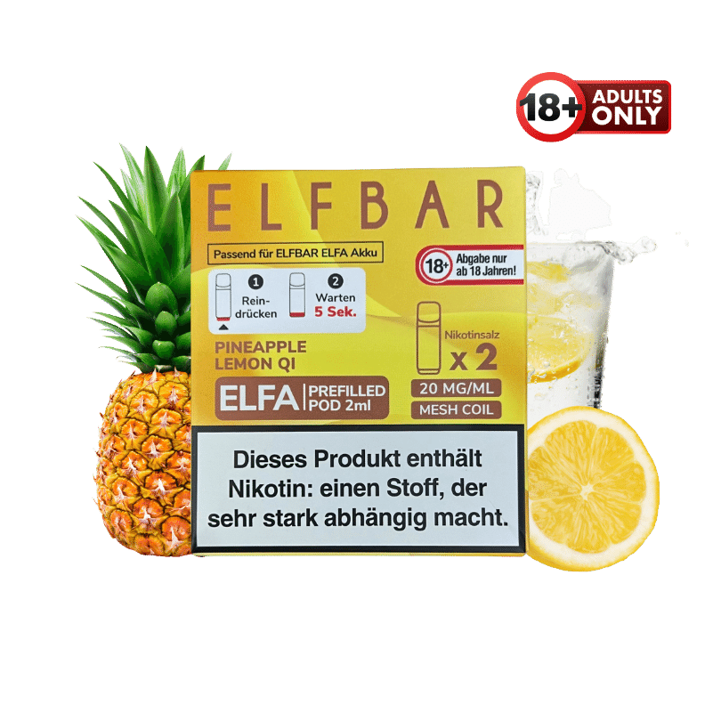 elfbar pineapple lemon qi geschmack Elf Bar Elfa Pod Pineapple Lemon Qi 20mg (2 Stück Pro Packung)