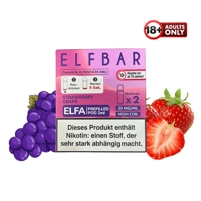 elfbar pods strawberry grape Elfa Pod Strawberry Grape 2% Nikotin 600 Züge (2 Pods) main image 1