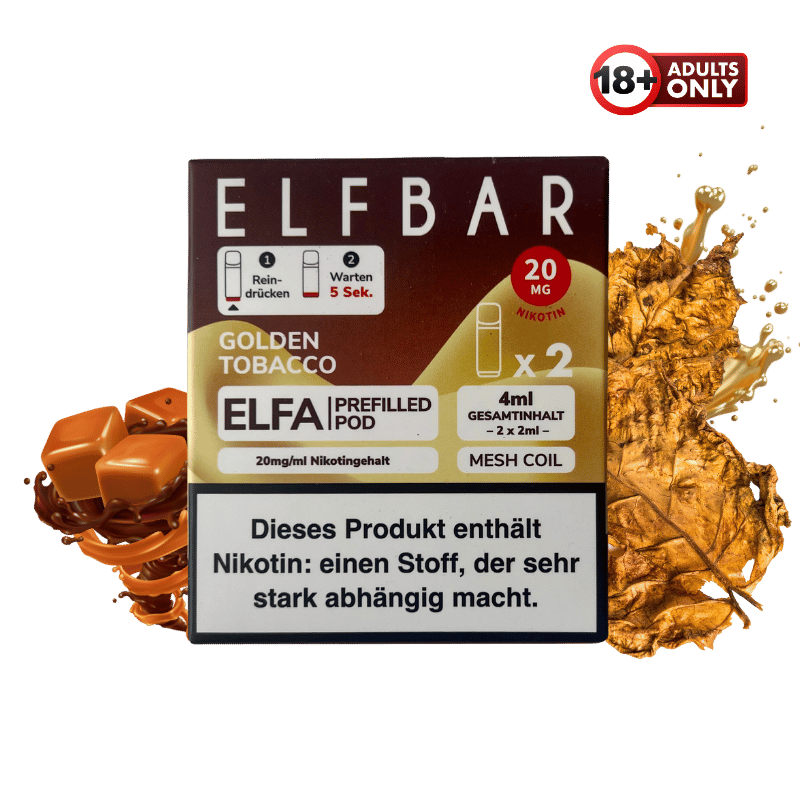 Elfbar ELFA Golden Tobacco Pods | ab 6,69 gnstig kaufen | 2er Elfbar ELFA Golden Tobacco Pods | ab 6,69 gnstig kaufen | 2er