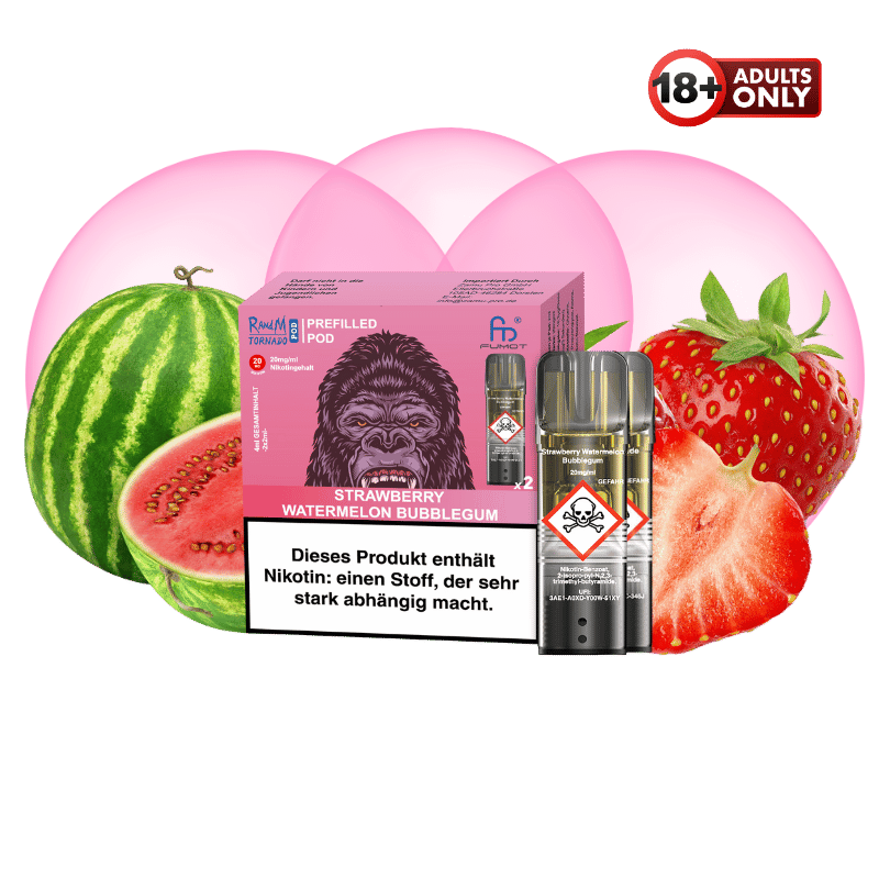 elfbar elfa master akku RandM Tornado Pods Strawberry Watermelon Bubblegum by Fumot