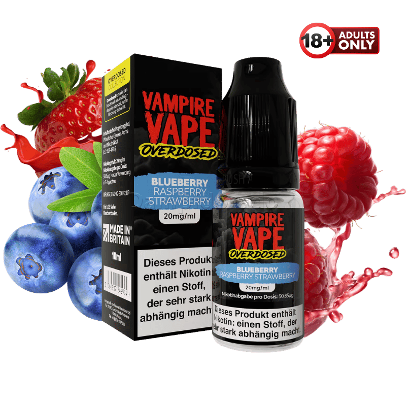 Vampire Vape OVERDOSED Blueberry Raspberry Strawberry Nikotinsalzliquid - günstig kaufen bei SwiftGoods4u