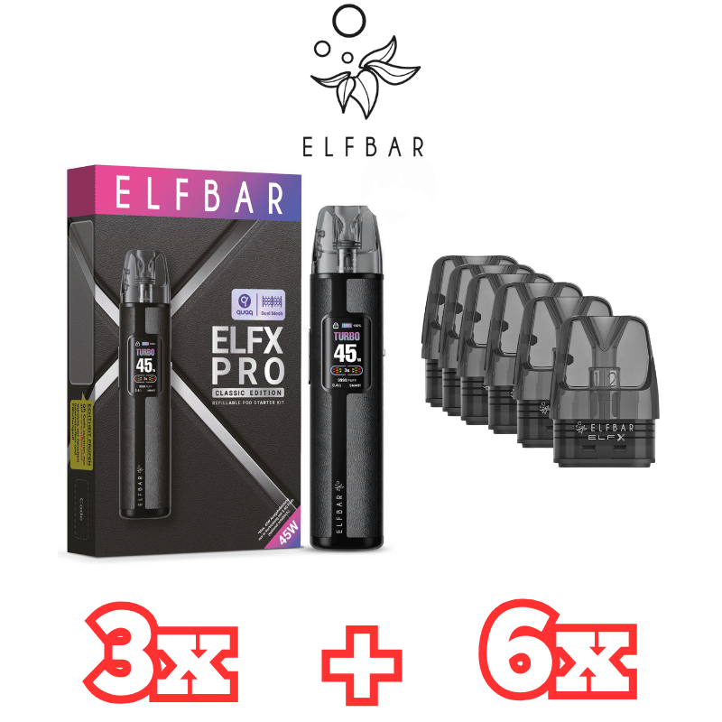 3x Elfbar ELFX Pro Pod-Kit Bundle - 5 Farben 3x Elfbar ELFX Pro Pod-Kit Bundle - 5 Farben